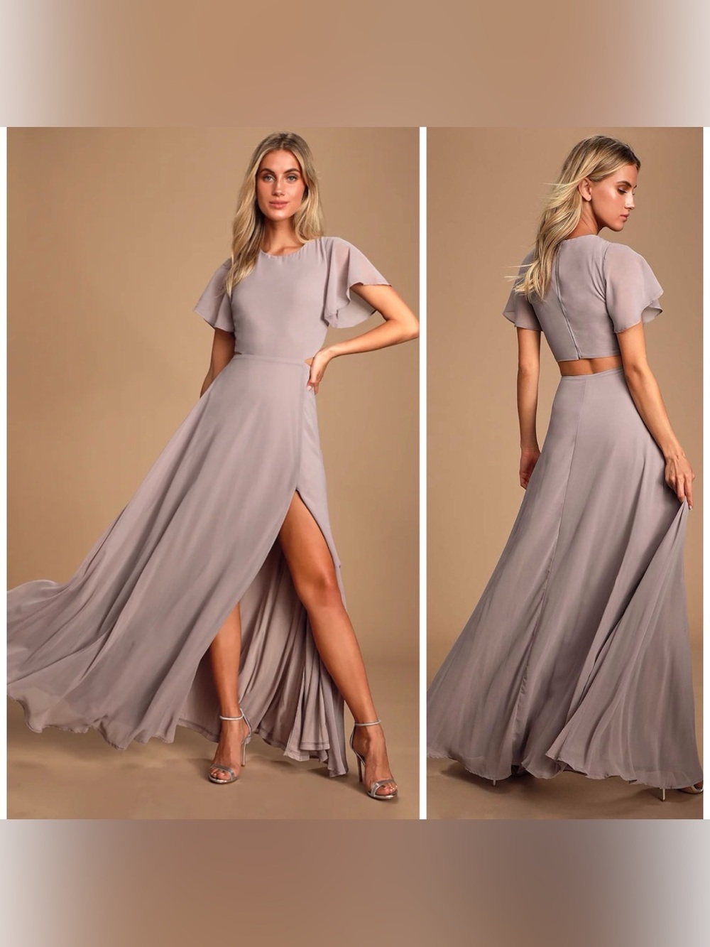NWT Lulu's Garden Bliss Dusty Lavender Cutout Maxi Dress size Medium